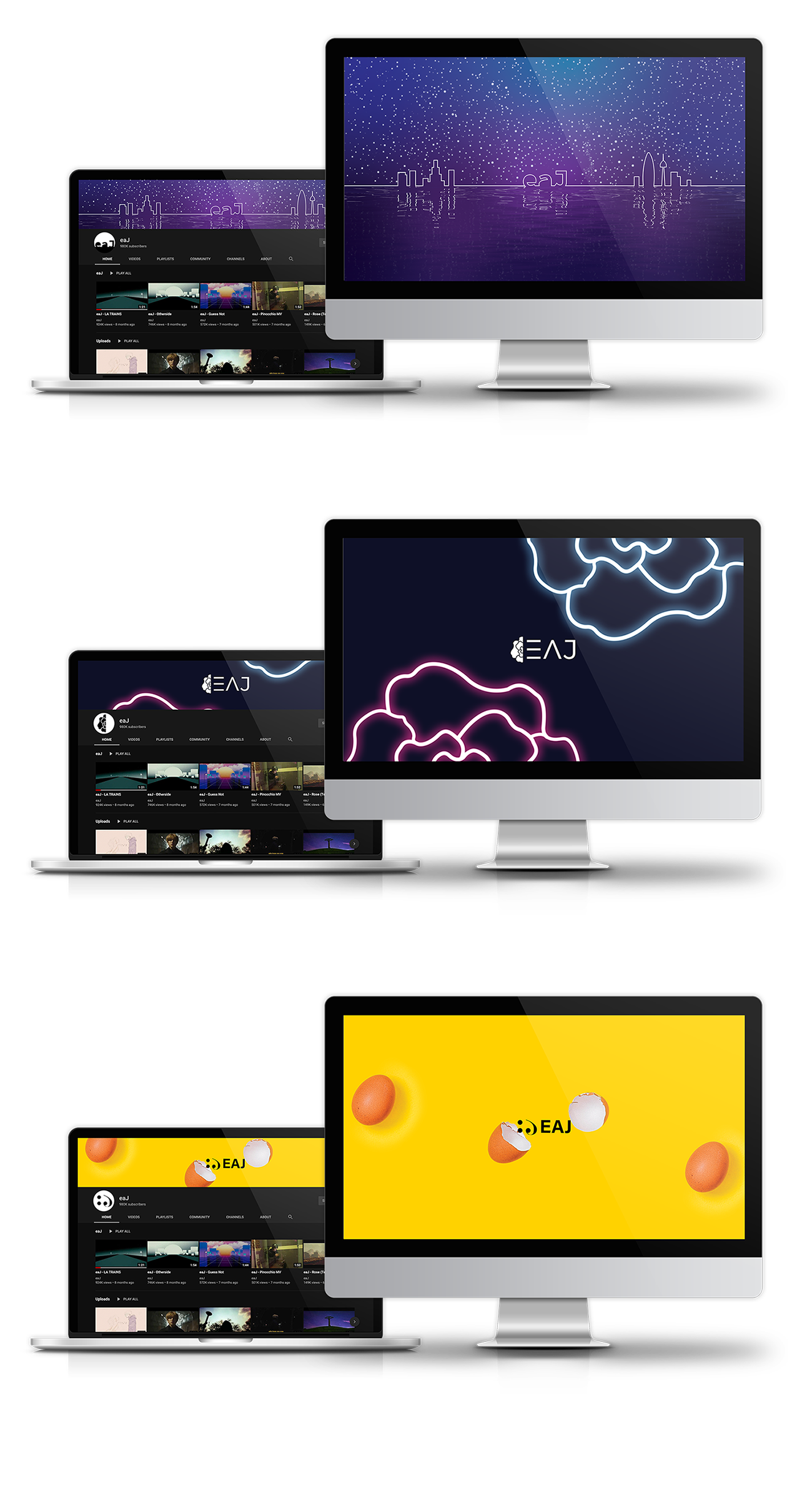Mockups featuring laptop and desktop versions of all three banner styles.